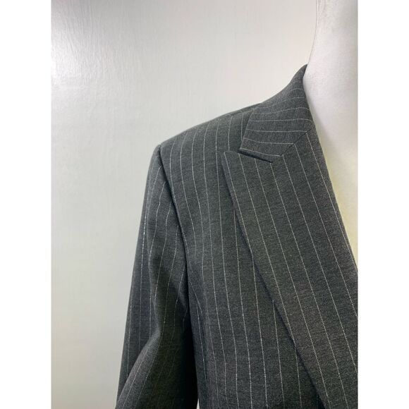 Bebe Gray Metallic Trim Striped Blazer Size 10 - Picture 3 of 10